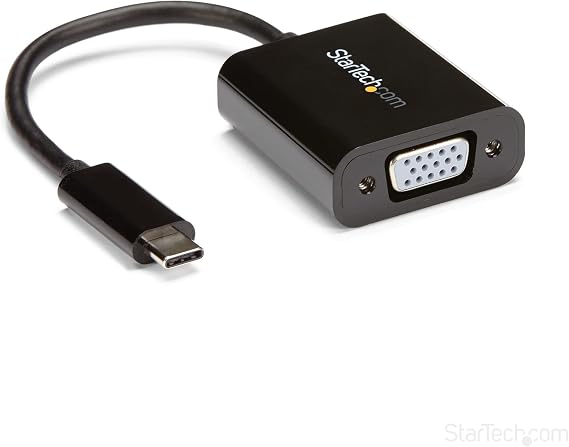 StarTech USB-C to VGA Adapter, 1080p, Black, Full HD VGA output (CDP2VGA) | MacBook Pro, Windows and Mac compatible, Thunderbolt 3