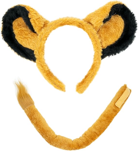 Squirrel Products Lion Headband Ears and Tail Costume Accessory Set - Fits Adults and Kids