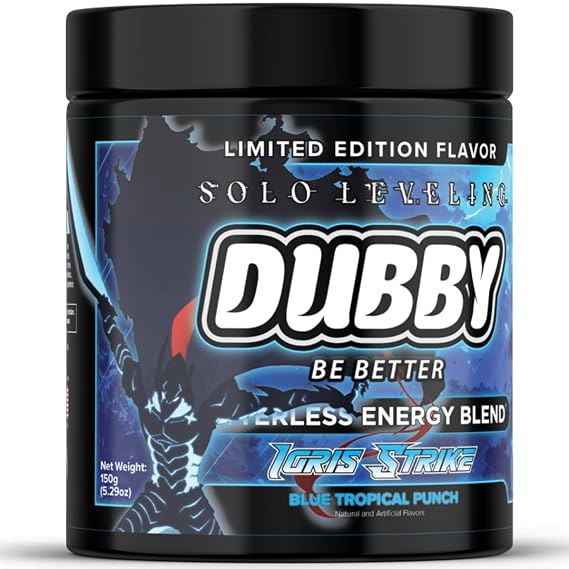 Dubby Solo Leveling Sugar Free Energy Drink Powder, Blue Tropical Punch
