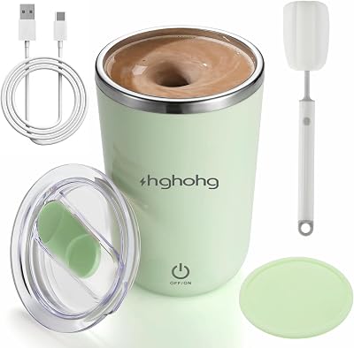 Self Stirring Coffee Mug, 2025 New Automatic Magnetic Stirring Cup, 12Oz, Rechargeable Electric Mixing Cup for Coffee, Milk, Tea,Portable For Travel, Office,School, Gym And Gift Green