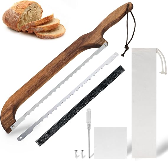 FrutPunch Sourdough Bread Knife,16-inch Bread Slicer for Homemade Bread, with Two Premium Stainless Steel Serrated Knives,Perfect for, Baguettes,Homemade Sourdough Bread.