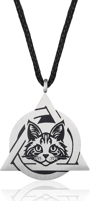B BBPM Therian Necklace - Stainless Steel Therian Pride Symbol Necklace with Fox, Wolf, Cat Designs
