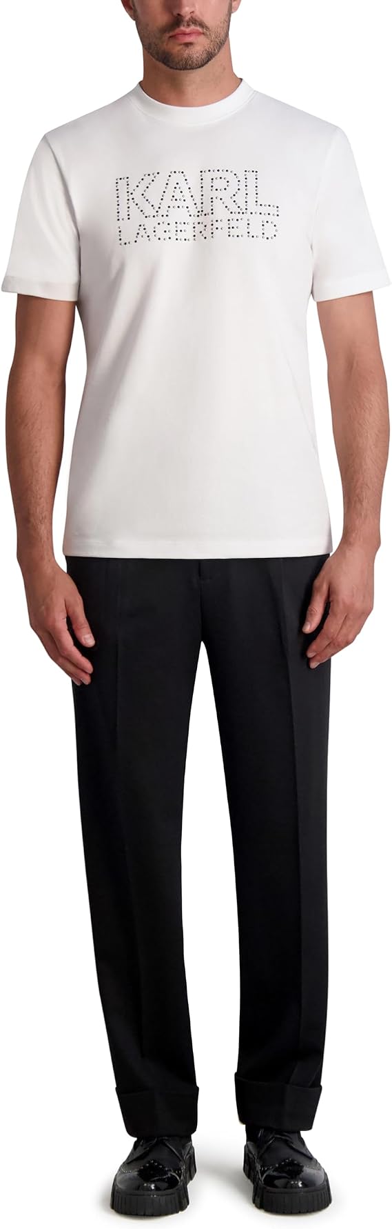KARL LAGERFELD Men's Wide Leg Stretchy Soft Dress Pant