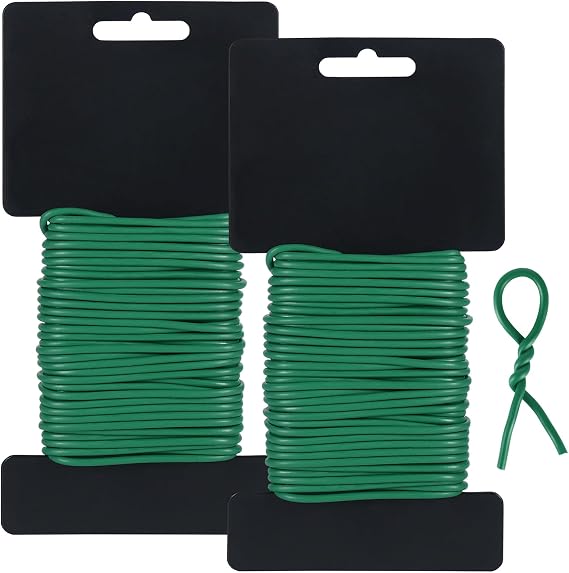 Tenn Well 2Pk 66ft 2.8mm Plant Ties Green Garden Wire for Climbing Plants