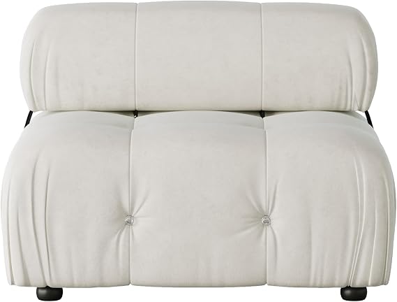 Modular Sectional Sofa, Velvet Couch, Middle seat, Beige