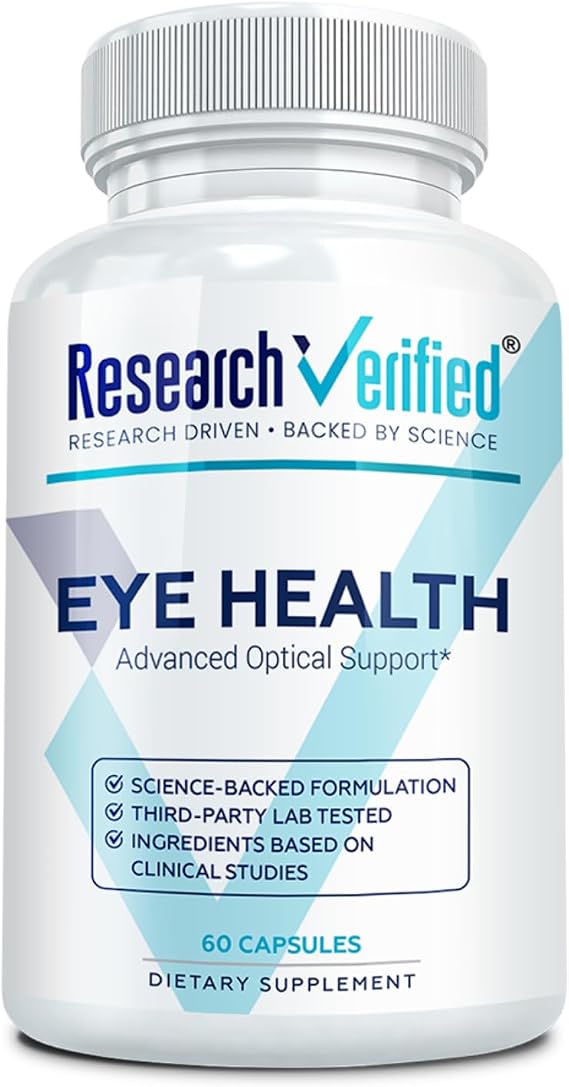 Research Verified Eye Health - Nourish and Protect Eyes and Vision, Support Healthy Retina, Improve Blood Supply to Eyes - Vitamins A, B, C, and E - 60 Capsules - Made in the USA