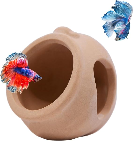 AnRui Aquarium Decorations Mini Ceramic Jar Fish Tank Hideout Cave Cute Pot Aquarium Accessories Decor Ornaments for Cichlid, Small Fish, Shrimp to Play Hide Breed Habitat