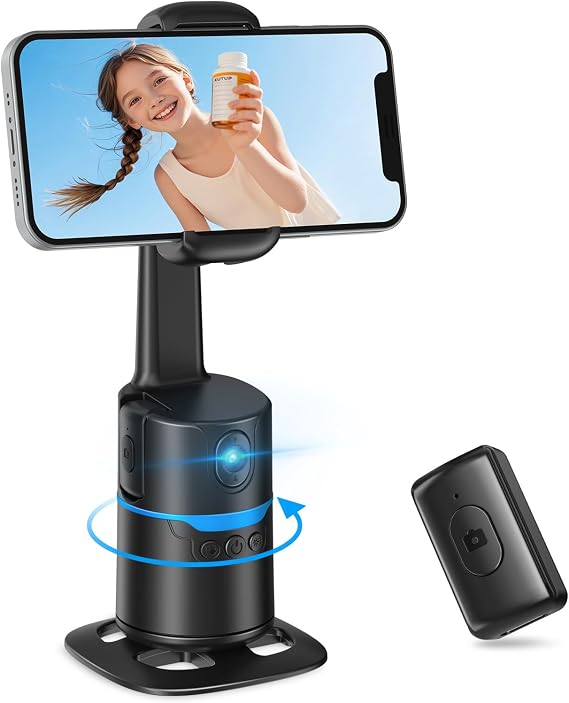 Auto Face Tracking Selfie Stick Tripod for iPhone, 360 Auto Rotating Face Tracking Tripod, Gesture Control, No APP Required, Gimbal stabilizer for Smartphone, for Live Streaming Video, Recording