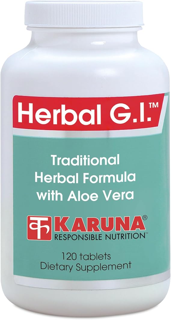 Karuna Herbal G.I. 120 Vegetarian Capsules | Marshmallow, Cranesbill, Slippery Elm, Chamomile, Aloe Vera Powder, Cabbage | 100mg (All Ingredients)