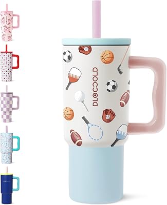 DLOCCOLD Kids 24 oz Tumbler with Handle and Silicone Straw Lid, Leakproof Insulated Tumbler with Spill Resistant Lid, Reusable Stainless Steel Tumbler Mug for Kid Boy Girl, Cupholder Friendly BPA Free