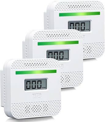 3 Pack Portable Travel Carbon Monoxide Detectors,Battery Powered CO Alarm with Digital Display, Carbon Monoxide Monitor for Home,RV, Kitchen, Travel, Hotel, Office,Accurate & Easy to Install