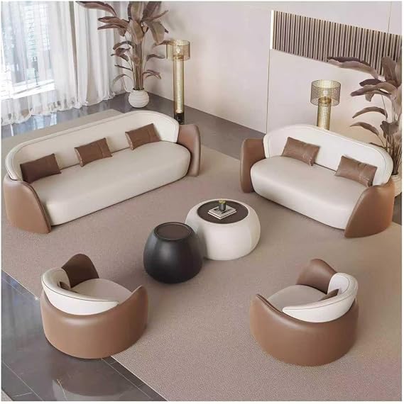 Modern Leather Sofa, Color-Block Business Negotiation Sofa, Comfy Upholstered Sofa, for Office, Living Room and Lounge Area 2.1mD
