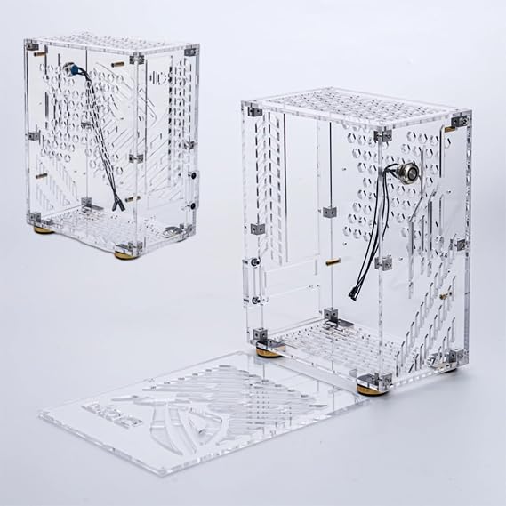 Mini ITX Case, Clear Acrylic Panel Computer Chassis for PC DIY Assembly, 4.3L 9.5 x 7.6 x 4.5 inches, 360 Degree Cooling, Cushioning Foot Pads, Support for Flex 1U Power 2.5in