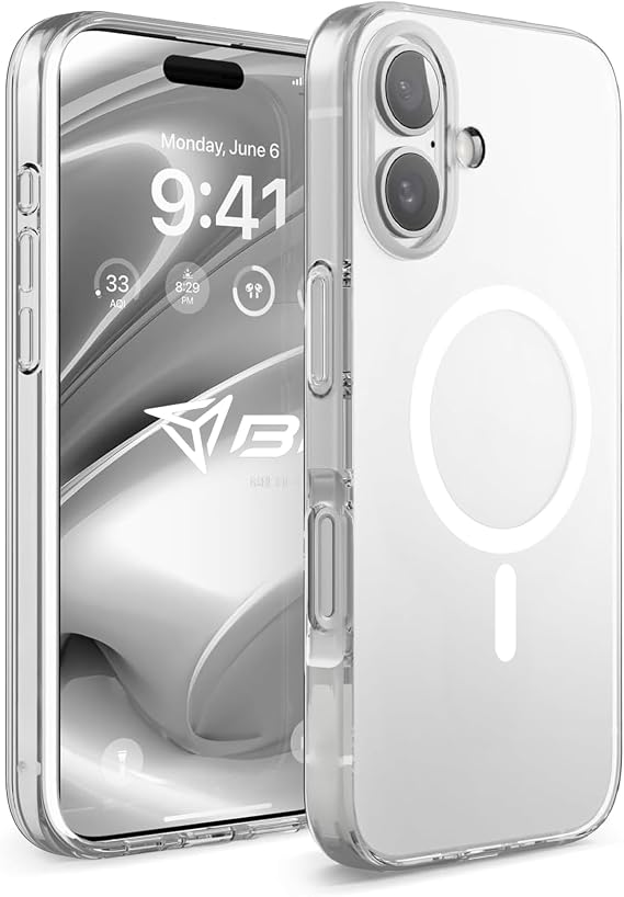 Babilden iPhone 16 İçin Kılıf Magsafe İle Uyumlu Şeffaf Sert Kristal Mika Sararmaz Telefon Kılıfı
