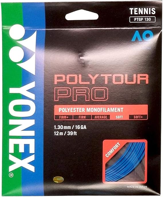 YONEX Polytour Pro 130 16 Gauge Polyester Tennis String Set (Blue)