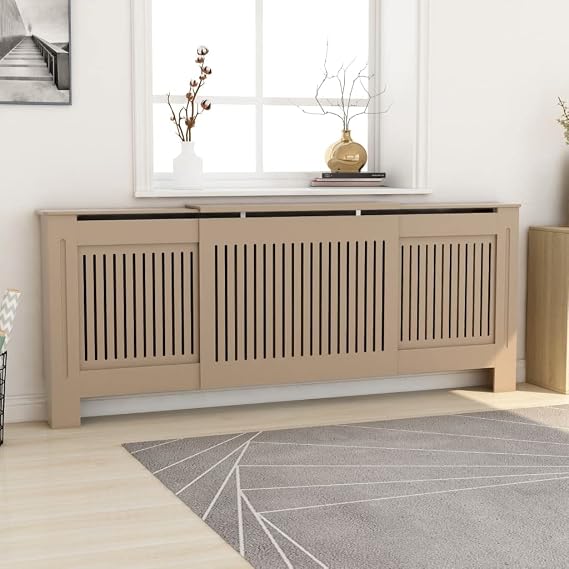 MDF Radiator Cover Cabinet Shelf, Heater Heating Side Stand Radiator Cover Living Room Furniture Decor, Brown 80.7"x8.1"x32.1",-454