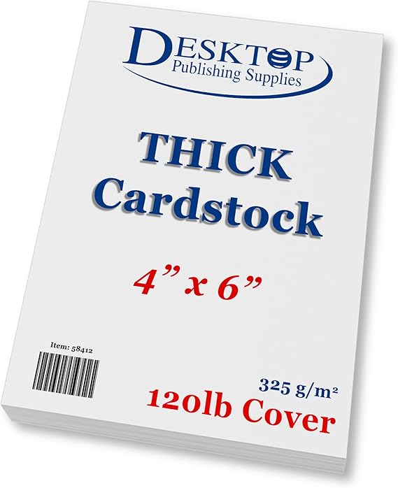 Thick Heavy Duty 120lb Cover Cardstock - 4" x 6" Bright White - 325gsm 15pt Thick Paper - Index, Flash & Post Card Stock (100 Sheets)
