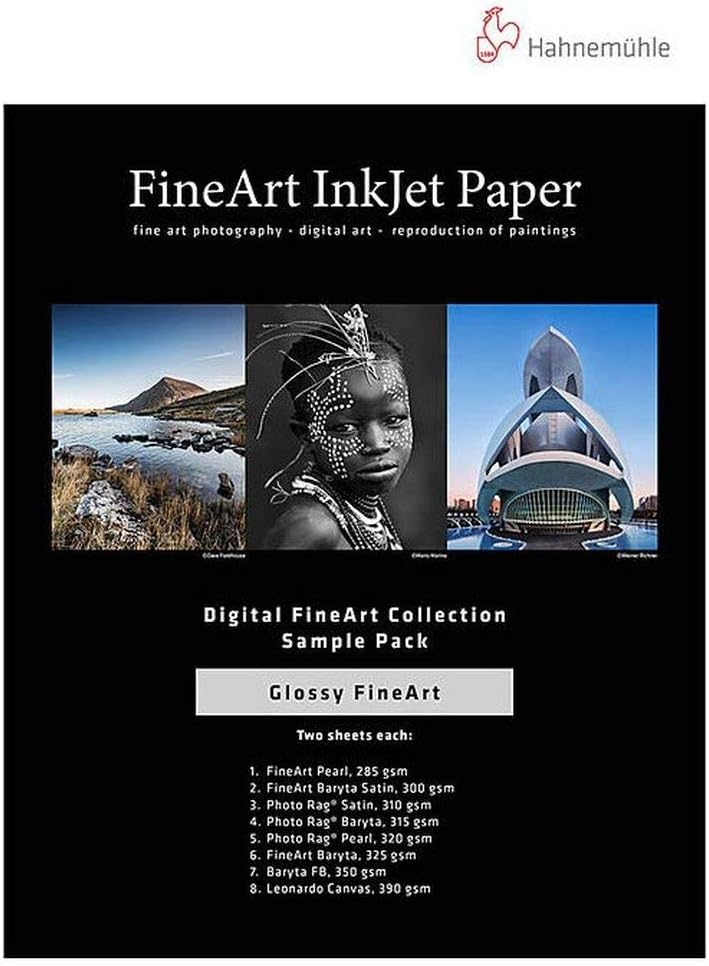 Hahnemuhle Glossy FineArt Inkjet Paper Sample Pack, 13x19, DIN A3, 14 Sheets