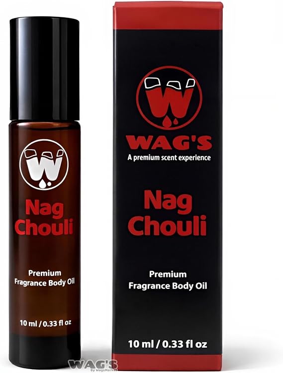 WagsMarket - Nag Champa Perfume Oil & Patchouli Essential Oil, Nag Chouli Essential Perfume Oil, Choose from Roll On to 0.33oz - 4oz Glass Bottle