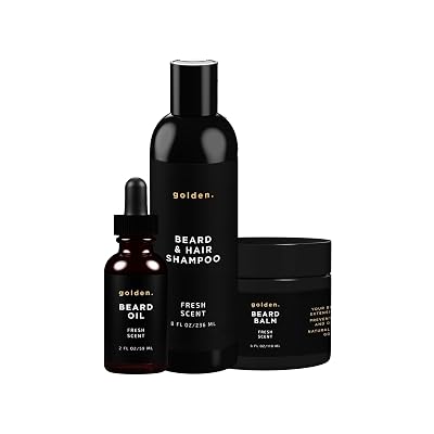 Golden Grooming Co. Everyday Beard Bundle Complete Beard Care Set | Includes Beard Oil, Balm & Shampoo XL, Fresh Scent