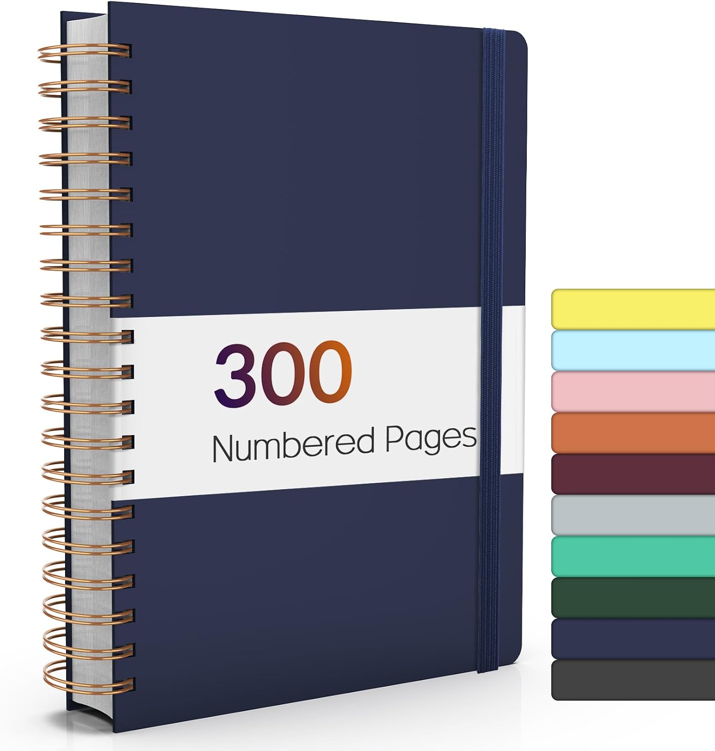 Forvencer Lined Spiral Journal Notebook with 300 Numbered Pages, B5 College Ruled Thick Journals for Writing with 100GSM Paper, Hardcover Notebooks with Contents for Work, School, Women, Men, Navy