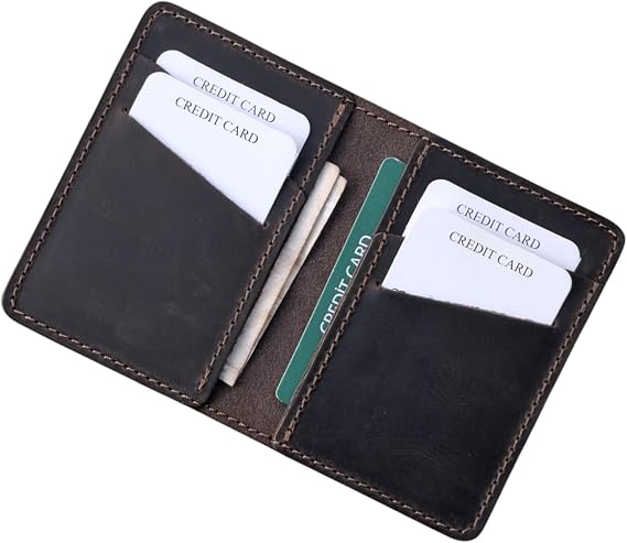 Genuine Leather Thin Wallet 4+2 Card And Vertical Card Holder With Cash Compartment (Brown)