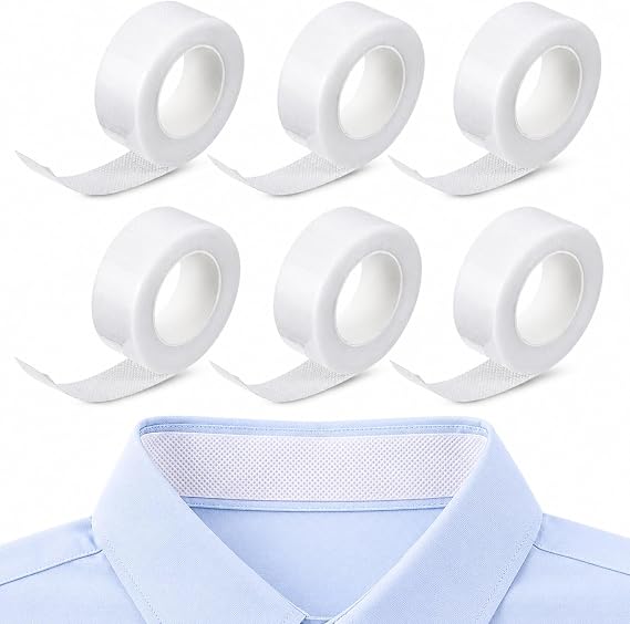 HOMSFOU 6 Rolls Collar Protectors for Shirts | Self-Adhesive Disposable Tape for Shirts Dresses Hats Neck Liner, Against Sweat Stain Accessories for Women & Men