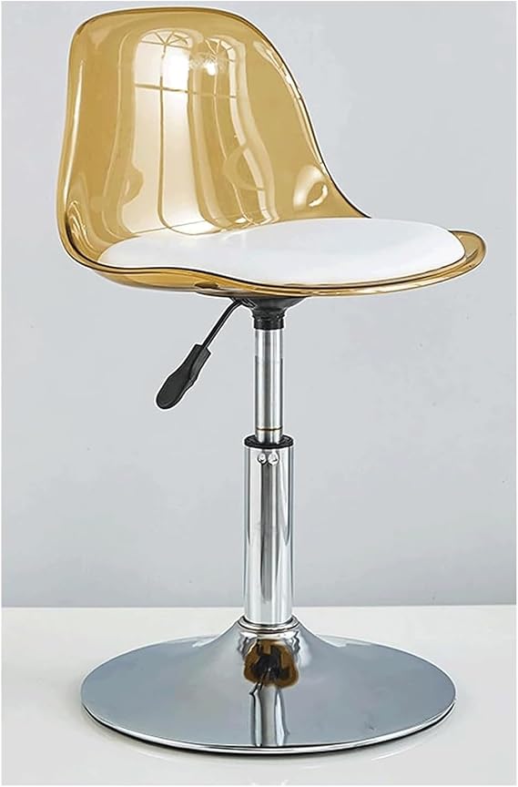 Adjustable Counter Bar Chair Clear Acrylic Bar Stool with Medium Back Upholstered Swivel Lift Barstool Metal Base Bar Stools