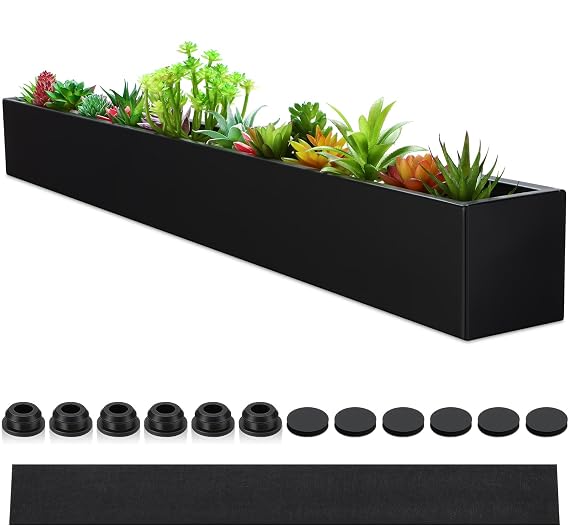 FillTouch 32 x 3.5 x 3.5 Inch 1 Pcs Long Rectangular Planter Box,Black