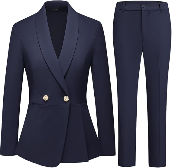 Lamgool Suits for Women Asymmetrical Blazer with Pants