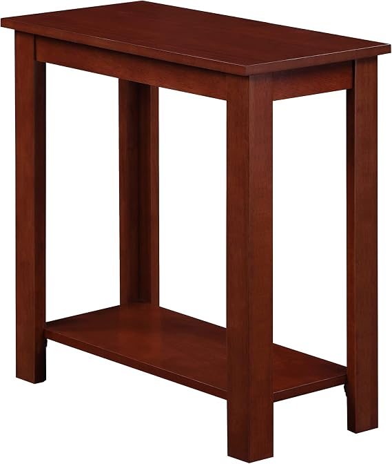 Convenience Concepts Designs2Go Baja Chairside End Table 23.75"- Modern Living Room Table with Storage Shelf, Transitional Bedside Table, Mahogany