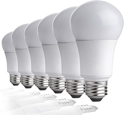 TCP LA950KND6 60 Watt Equivalent LED Light Bulbs Energy Efficient 9W | Non-Dimmable A19 Shape E26 Medium Base, Pack of 6 Daylight, 6 Lamps