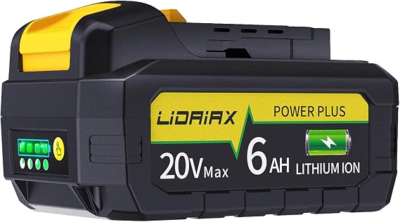 1 Pack 100% True 6.0Ah Capacity Lithium Ion Replacement Battery for DW 20V Max Battery, High Power Cell for DCB200 DCB201 DCB203 DCB204 DCB207 DCB181 DCB180 DCD/DCF/DCG Series Tools