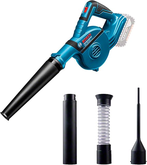 Bosch Professional GBL 18V-120 18V System Battery Blower (Including 4X Attachments, Standard Nozzle, Extension Tube, Drill Hole Nozzle, Dust Collection Container, Battery/Charger Not Included)