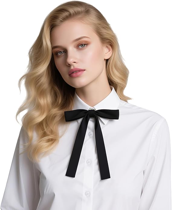 TopTie Black Satin Western String Bow Tie