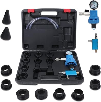 BELEY Universal Coolant Vacuum Refill Kit with Dual Scale Pressure Gauge, Cooling System Vacuum Purge & Refill with 2PCS Rubber Plug and 8PCS Rubber Adapters for Porsche Jeep,SUV 35mm 40mm 45mm 55mm