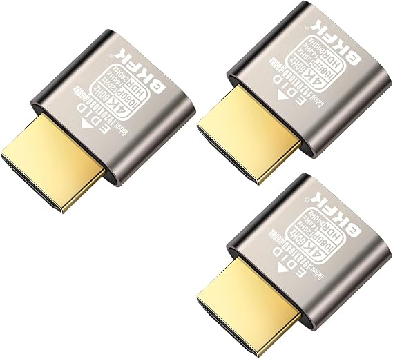 New HDMI Dummy Plug 4K HDR, Headless Display Adapter,Virtual Monitor EDID Emulator,Supports up to 4k@60Hz,2K@120/144Hz,1080P@120/144/240Hz(NEW-4K-HDR(default1920X1080@60HZ-3P)