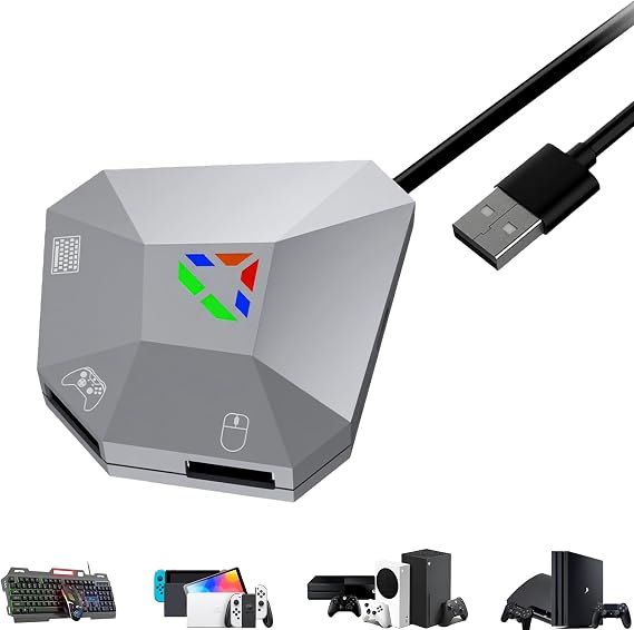 Keyboard and Mouse Adapter Converter for Nintendo Switch, Xbox Series X|S, Xbox One, PS4, PS3 | Plug & Play | Mouse Sensitivity, Aim Speed, Dead Zone Adjustment | Perfect for FPS, TPS, RTS Games