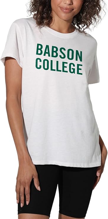 Official Collegiate Distressed Stacked Logo Women's Apparel Loose T-Shirt Collection, White