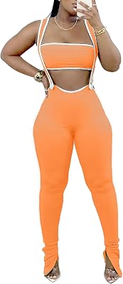2 Piece Sets for Women Summer Outfits Sexy Tube Crop Tops Bodycon Flare Pants Sets Vacation Jumpsuits Club Outfits Coral S