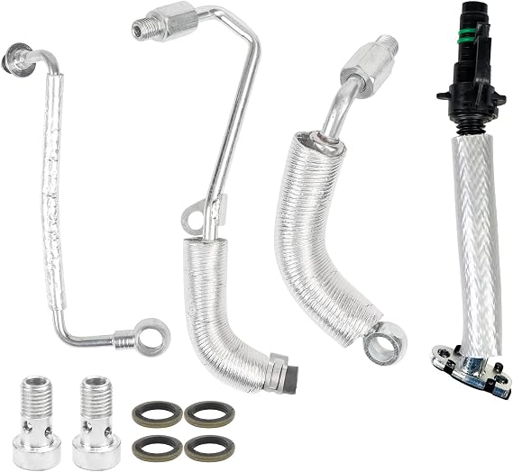 BHB 4PCS Turbo Oil Return Drain Line and Oil Feed Pipe Kit Compatible with Chevy Cruze Sonic Trax Buick Encore 1.4L Replacement For 55568031 25198546 55592600 55587854 55567067