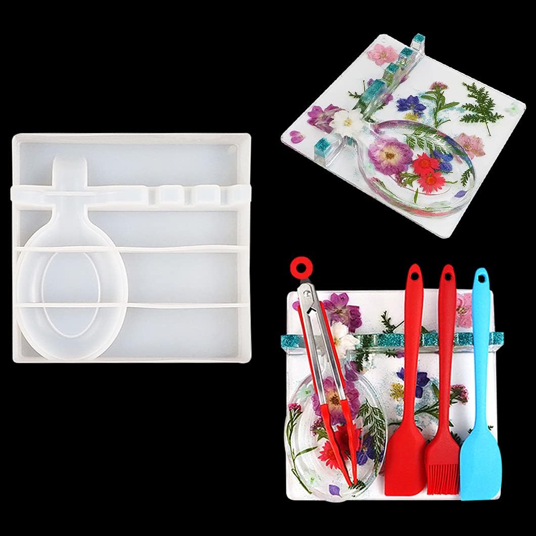 Rolin Roly Spoon Storage Resin Mold Holder Epoxy Mould Multiple Utensil Rest Silicone Molds Kitchenware Organizer Casting Moulds for Kitchen Home Decoration silicone kitchen tray mold