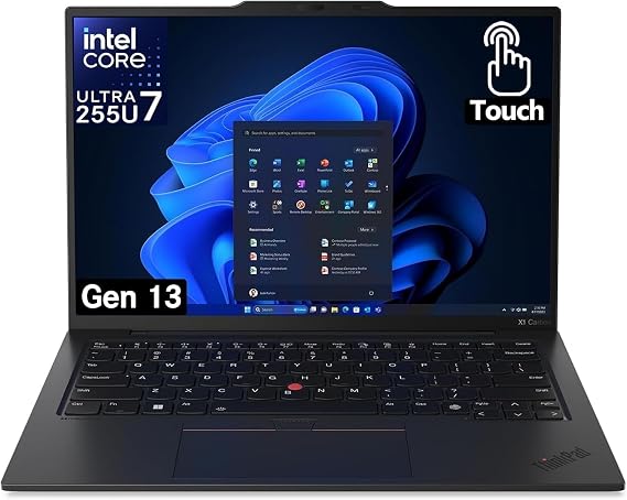 Lenovo Gen 13 ThinkPad X1 Carbon Touchscreen Laptop with Intel Ultra 7 255U Processor, 14" WUXGA 100% sRGB, 32GB DDR5 RAM, 2TB NVMe Performance SSD, FHD+ IR+ RGB Camera, and Windows 11 Pro