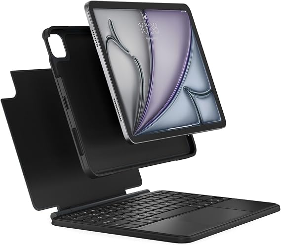 Brydge Air MAX+ iPad Keyboard Case with Trackpad for iPad Pro 11-inch (1st-4th Gen) & Air 11-inch (4th Gen-M4) | Detachable Magnetic Backlit Keyboard, Bluetooth 5.0 | Black