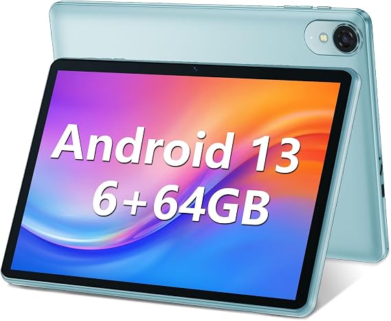 ECOPAD 10.1 inch Android 13 Tablet, 6GB RAM, 64GB ROM, 512GB Expandable, Quad-Core, IPS HD Touchscreen, Dual Speakers, Google Certified Wi-Fi, Dual Cameras, 6000mAh (Blue)