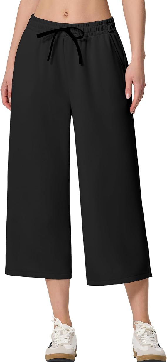 SPECIALMAGIC Women High Waist Capri Sweatpants Wide Leg 22" Lounge Yoga Pants Travel Casual Pants with Pockets