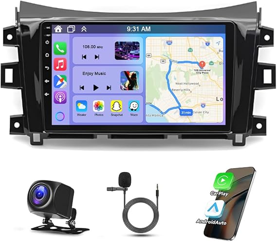 9 Inch Android 13 Double Din Car Stereo for Nissan Navara NP300 2015-2018 | IPS Touch Screen for Navara Car Radio Receiver w/Wireless Carplay Android Auto GPS Navi Bluetooth FM WiFi SWC Backup Camera