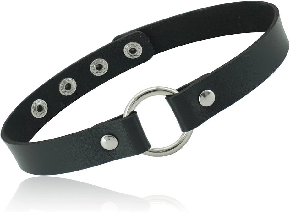 ETHOON Adjustable Leather Choker Collar Soft PU Circle Punk Choker Necklace for Women
