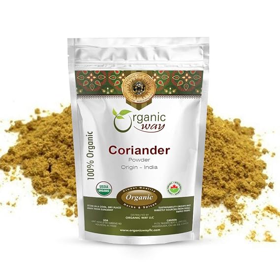 Organic Way Premium Coriander Powder (Coriandrum sativum) - Adds Flavour & Aroma | Organic & Kosher Certified | Vegan, Non GMO & Gluten Free | USDA Certified | Origin - India (1/2 LBS) | Coriandrum sativum botanical herb, USDA Organic and Kosher Certified; raw, vegan, Non-GMO, and gluten-free.