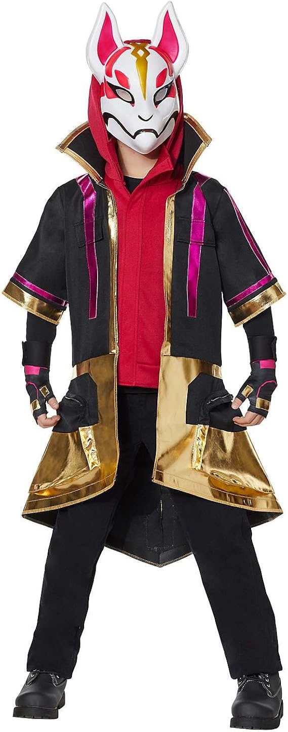 Spirit Halloween Fortnite Kids 2-Fer Drift Costume | Officially Licensed | Video Game Cosplay | Group Costume | Kitsune Mask